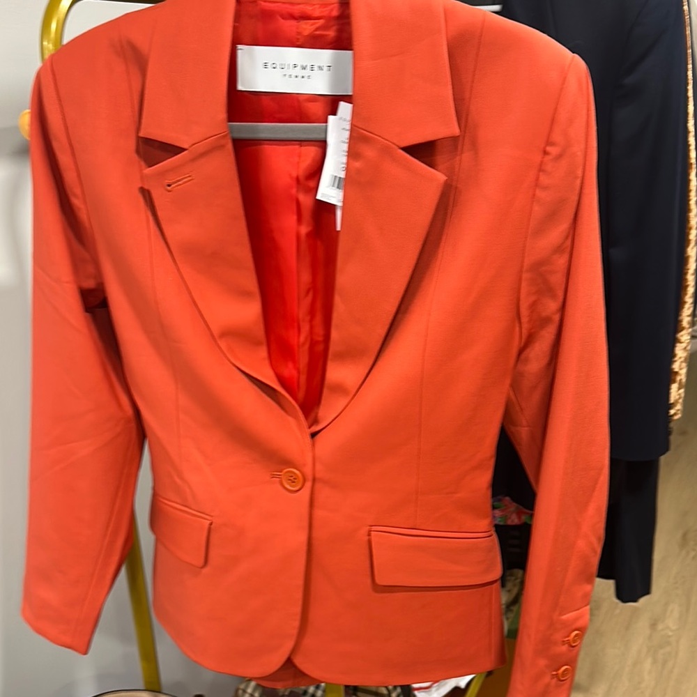 NWT Equipment Orange Blazer Structured Tailoring